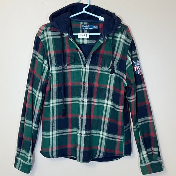 Polo Ralph Lauren Plaid Flannel Hooded Mt. Whitney Jacket - Men's Size M - Green